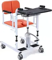 Hydraulic Patient Lift Transfer Chair for Home,Hydraulic Patient Lift Wheelchair for Home Portable Transfer Nursing Chair Lifter W/ 180° Split Seat & Cushion Bathroom Bedside Commode W/Potty(Color:B)