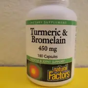 Natural Factors Turmeric & Bromelain 450mg 180 Capsules Muscle & Joint Support