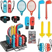 16 in 1 Switch Sport Zubehör Set mit Organizer Kompatibel mit Switch/OLED, Switch Sport Spiel Zubehör Kits Bundle Familien Party Paket Switch Spiel Zubehör Set Satz für Nintendo Switch & OLED