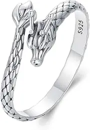 [BISAER] 925 Sterling Silver Ring Adjustable Cute Unique Cat Snake Butterfly Dragonfly Fashionable Ring For Women Jewelry