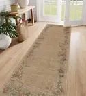 Floral Easy Jute Indoor Outdoor Runner Rug, 2x8 Hallway Kitchen Non Slip Runn...