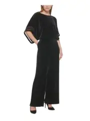 JESSICA HOWARD Womens Black Open Back Top Lined High Waist Jumpsuit L