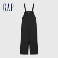 在飛比找momo購物網優惠-【GAP】女裝 Logo工裝吊帶褲-黑色(477872)