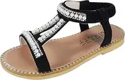 [YOUNIFIZ] Toddler Girl’s Rhinestone Open Toe Beach Sandal Summer Fashion Beaded Princess Flats Shoes