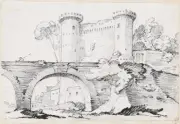 A Stone Bridge And The Fortified Entrance To A Town Wall Art FRIDGE MAGNET