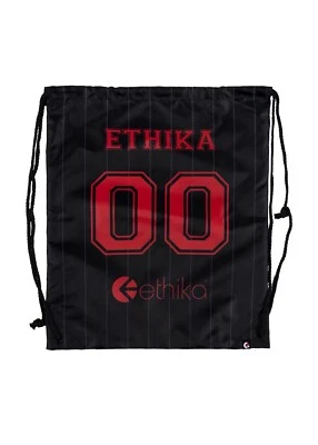 .BRAND NEW Ethika Black Red Pinstripe Jersey Style Drawstring Bag