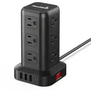 PD20W Surge Protector Power Strip Tower, 15FT Extension Cord with Multiple Ou...