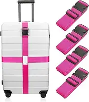 [Generic] 4 Pack Luggage Straps - Adjustable Luggage Accessories Buckle, Secure Cargo, Strong Luggage Straps (79x2 Inch, Rose Red)