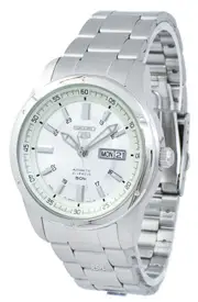 Seiko 5 Classic Automatic Japan Made SNKN09J1 21 Jewels Silver/White Dial Day/Date Mens Watch