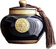 Vintage Ceramic Tea Jar， kitchen storage,Porcelain Tea Canister for Loose Tea Vintage Chinese Style Ceramic Tea Storage Containers with Golden Pattern and Tassel Decoration(Black)