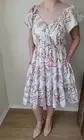 NEW ANA SUN DRESS XL White Pink Floral Flutter Sleeve Drawstring Elastic Waist