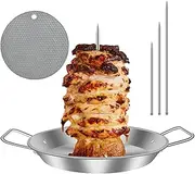 Al Pastor Skewer for Grill, Brazilian Vertical Spit Stand with 3 Removable Spikes(8”/10"/12”) & Brushes, Reusable Grill Skewer Stand with Mat for Tacos