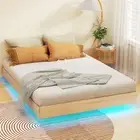 Queen Size Floating Wooden Bed Frame - ODIN