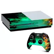 Xbox One S Console Skins Decal Wrap ONLY Orange Green Smoke