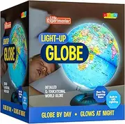 Illuminated Globe of the World with Stand | World Globe for Kids Learning with Build in LED Night Light | Light Up Earth Globe for Children | 8” Globe for Home, Desk, Classroom