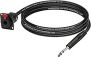 ROBAUN D-Type Panel Mount 6.35MM Stereo Female to 6.5MM Stereo Zinc Alloy Jack Cable 1/4" Female to 1/4" Male Plug Adapter Cord(C1025BK-Black,2.9M)