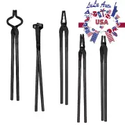5PC Knife Making Blacksmith Tongs Bladesmith Hand Tool Set Anvil Vise Forge Flat
