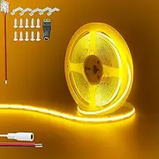 Clearhill 12V COB 480LED Strip Lights,16.4FT/5M（No Power Supply）,Orange,480LEDs/M,with 5521DC Female Connectors,8mm Width,IP20,for DIY Home Indoor Decoration