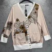 Lily By Firmiana Cardigan Sweater Womens Size 4XL Snap Front Floral Basic Casual