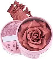 Flower Blush Powder, 3D Rose Petal Design, Pigmented Highlighter, Natural Fragrance Formula, 3.5g Compact Size, Perfect for Daytime Travel and Bridal Photography