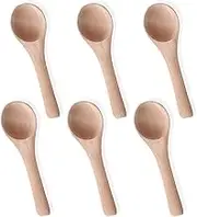 6pcs Small Wooden Spoons, 3.9inch Mini Nature Wooden Spoons for Jars, Yellowish Tiny Wood Teaspoons for Tiny Eating Ice Cream Honey Spice Condiments Tea Bath Salt Coffee Sugar Jam Mustard Seasoning