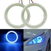 1 Pair Ice Blue 60MM 45SMD COB LED Angel Eyes with Shell Car Headlamp Bulbs Halo Ring Lights DRL Decoration DC 12V 24V (60mm, Ice Blue)