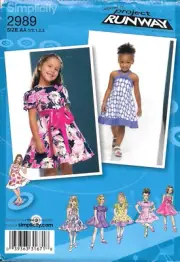 Uncut Simplicity Sewing Pattern 2989 Toddlers Dress with Bodice Skirt Variations
