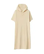 Towelling hooded cotton dress S,M Nude