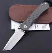 High Qaulity Titanium Handle S35vn Blade Tactical Pocket Knife Leather Sheath