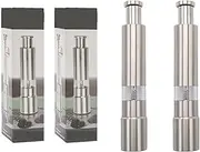 Stainless Steel Salt and Pepper Grinder, Salt and Pepper Crushers, Thumb Press Peppers Grinder, Small SaltGrinder Refillable, Manual SaltPepper Grinders, for Home Cooking in The Kitchen (2 pcs)