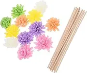 12pcs Flameless Diffuser Sticks with Elegant Faux Flowers Continuous Fragrance Release for Home Office Hotel Decorative Aroma Diffuser Reeds