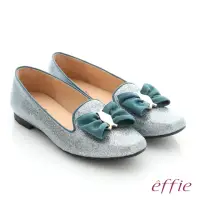 在飛比找momo購物網優惠-【effie】個性美型 真皮蝴蝶結飾釦奈米平底鞋(淺藍)