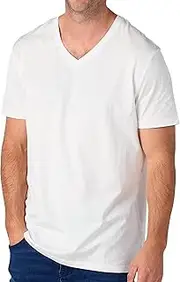 [Presics] Supima® Mercerised Cotton V-Neck T-Shirts for Men | Ultra-Soft & Lustrous 5.6oz Lightweight Fabric Undershirts - Regular Fit, True to Size - Durable, Dye Uptake, Shrink-Resistant