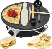 1200W Electric Crepe & Pancake Maker, 12-inch Automatic Roti Tortillas Maker with Adjustable Temperature, Non-Stick Coating Quesadilla Making Machine for Tortilla Bread Pita