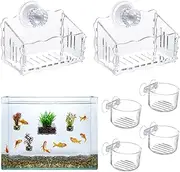 MEWTOGO 6Pcs Enlarged Acrylic Aquatic Plant Cups - Aquatic Plant Pot with Strong Suction Cups and Holes, Plant Pot Aquarium Decor in Different Shapes for Aquatic Holder Fish Tank Aquascape Decoration