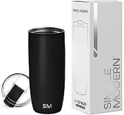 Simple Modern 20oz Voyager Travel Mug Tumbler w/Clear Flip Lid - Coffee Cup Vacuum Insulated Camping Flask with Lid 18/8 Stainless Steel Hydro -Midnight Black