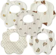 Baby bibs, muslin 6 layers, 100% Organic Cotton for Drooling, for boy and girl newborn, absorbents, unisex, boho by REBE & CO