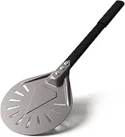 Newmeto Pizza Turning Peel, 9 Inch Round Aluminum Perforated Pizza Peel Turner with Metal Handle Pizza Paddle for Homemade Pizza Oven Accessories