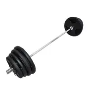 Total 152kg - 180cm Olympic Barbell Weight Set - Rubber Coated Weight Plate