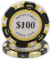 Da Vinci 14 Gram Clay Monte Carlo Poker Club Premium Quality Poker Chips Pack of 50 Black Chips