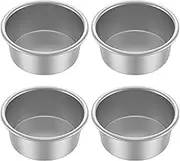 4Pcs Cake Bake Pan Non-Stick 4inch Round Cake Tin Stainless Steel Cake Mold Pan Reusable Heavy Duty Cake Bakeware Heat-Resistant Cake Pan Set Dishwasher Safe Cake Baking Mode for Cake Baking Kitch