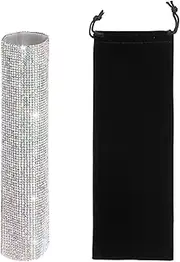 uxcell White Mic Handle Cover, Rhinestones Microphone Handle for Most Universal Wireless Microphones, Mic Not Included(with Black Velvet Bag)