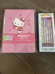 Hello Kitty and Friends Small 3 pack lined paper notebooks a gel pens set