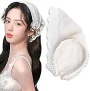 [Yreamont] White Lace Floral Headpiece - Women's Chapel Veil Headband for Catholic Church, Mass and Weddings