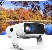 Wielio 2025 New Smart Projector [Android 11] Native 1080P, 4K Supported, 580 ANSI High Brightness, Built-in Apps, Auto Keystone, 120° Adjustable Stand Portable, Portable Projector for Bedroom