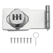 Password Rotary Hasp Locks Mechanical Cabinet Latch Locks 3.5" Silver