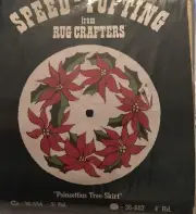 Vintage Speed Tufting Rug Crafters Poinsettias Tree Skirt 3’ Round 1980
