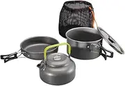 Amagogo 3Pcs Camping Cooking Set Camping Cookware Mess Kit Nonstick Lightweight Cookset with Mesh Bag for Backpacking BBQ Equipment