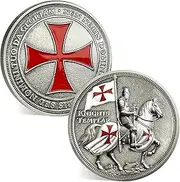 ACGZQY Knights Templar Coin - Christian Challenge Coin, Armor of God, Coins, Religious Red Cross, Knight Spirit on Horseback, Encouragement Coin, Warrior Commemorative Humility and Devotion