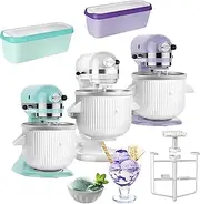Kitchen Ice Cream Maker Aids, Food Processor Accessories Compatible with KitchenAid 4.5 & 5QT & 6QT, Frozen Yogurt Gelatin Maker & Sorbet for KitchenAid, 2 Quart